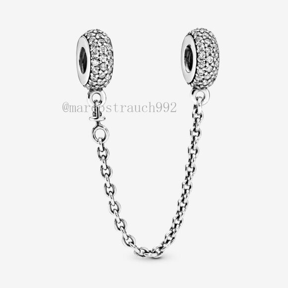 Pandora Sparkling Pavé Safety Chain Charm - Picture 1 of 3